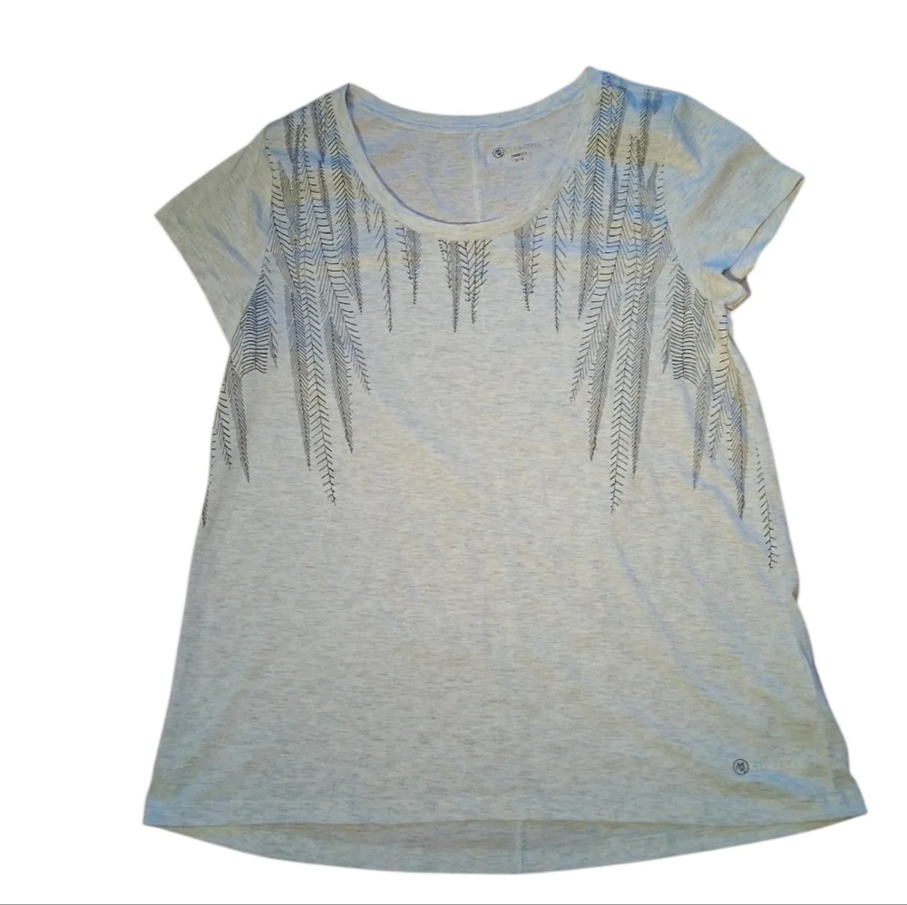 Cloudveil Light Gray Short Sleeve Tee with Feather Design 4346 - Picture 2 of 9